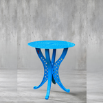 Orion Small Round Aluminium Table with 4 legs. Basketweave design