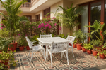 Vega Floral Square Table with 4Chairs (Set of 5)