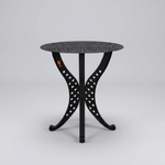 Orion Small Round Aluminium Table with 4 legs. Basketweave design