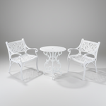 Vela Small Flower Aluminium Table with 2 Floral Armchairs