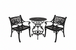Vela Small Flower Aluminium Table with 2 Floral Armchairs