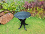 Orion Small Round Aluminium Table with 4 legs. Basketweave design