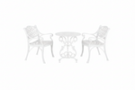 Vela Small Flower Aluminium Table with 2 Orion Armchairs