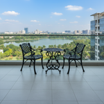 Vela Small Flower Aluminium Table with 2 Orion Armchairs
