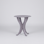 Orion Small Round Aluminium Table with 4 legs. Basketweave design