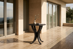Orion Small Round Aluminium Table with 4 legs. Basketweave design