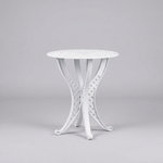 Orion Small Round Aluminium Table with 4 legs. Basketweave design