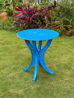 Orion Small Round Aluminium Table with 4 legs. Basketweave design