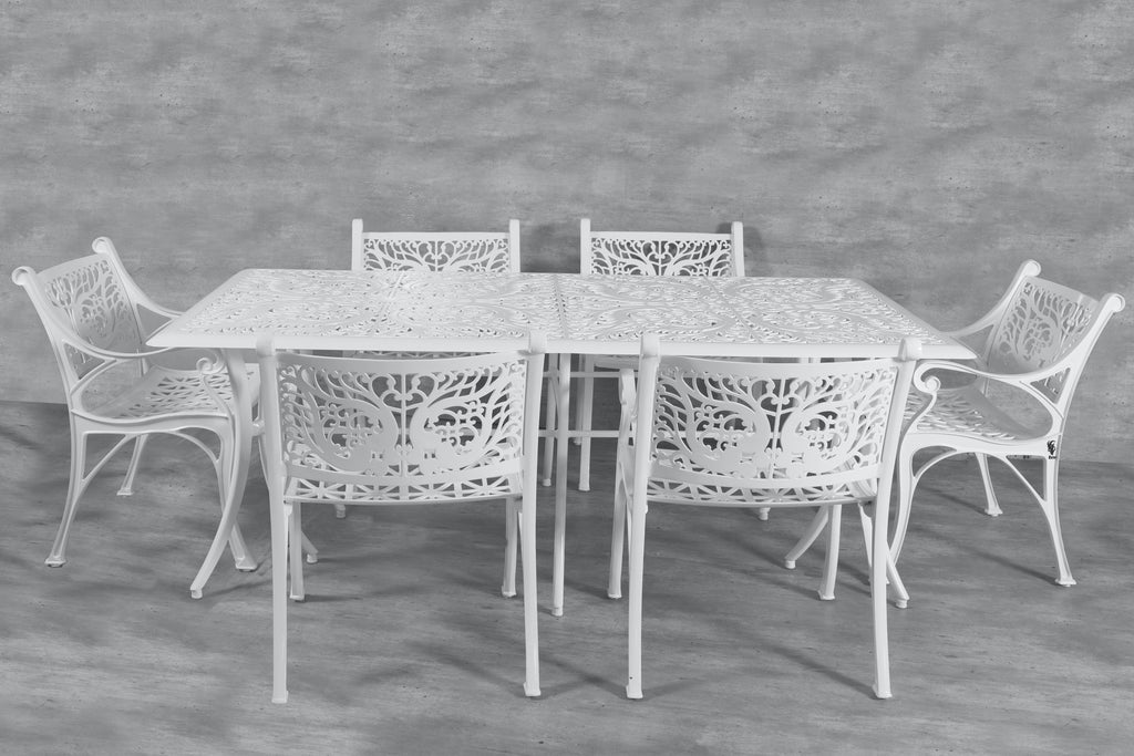 Vega Floral Rectangle Table and 6Chairs (Set of 7)