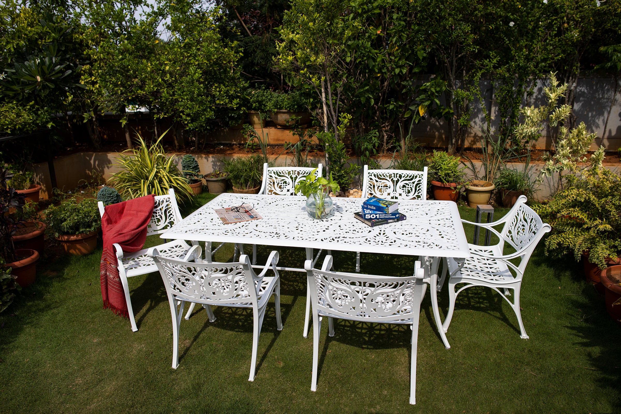 Vega Floral Aluminium Outdoor Rectangle Table