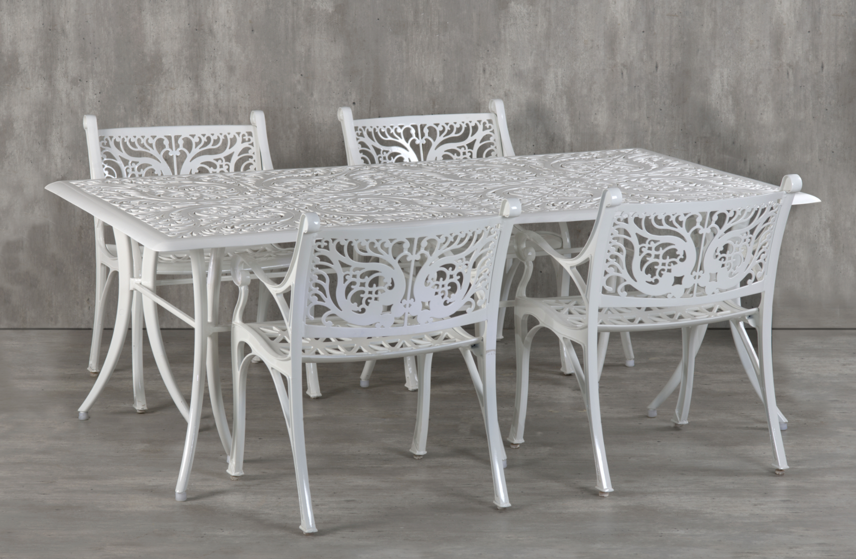 Vega Floral Rectangle Dining Table and 4Chairs (Set of 5)