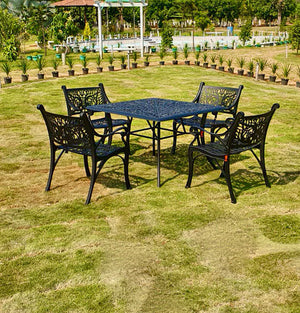 Vega Floral Square Table with 4Chairs (Set of 5)